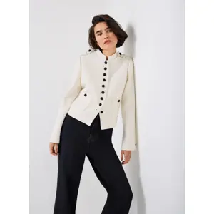 Mint Velvet Cream Wool Blend Military Jacket